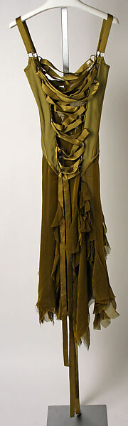 Evening dress, Versace Couture (Italian, founded 1992), (a) silk, synthetic, metal; (b,c) silk, Italian