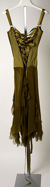 Evening dress, Versace Couture (Italian, founded 1992), (a) silk, synthetic, metal; (b,c) silk, Italian 
