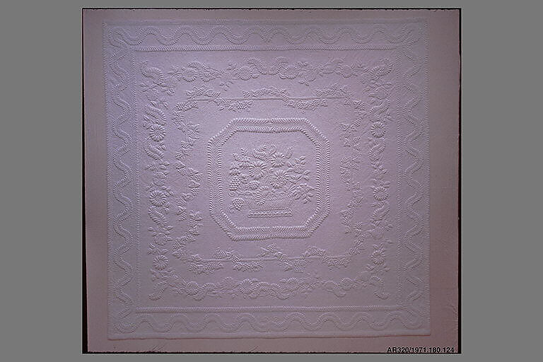 Wholecloth whitework quilt, Cotton, American