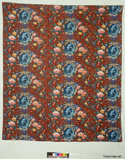 George Washington Quilt, Wholecloth printed cotton, American