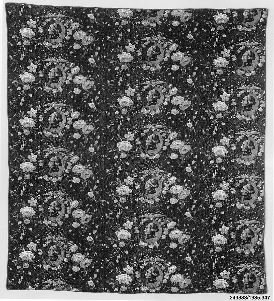 George Washington Quilt, Wholecloth printed cotton, American