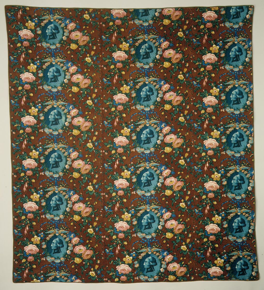 George Washington Quilt, Wholecloth printed cotton, American
