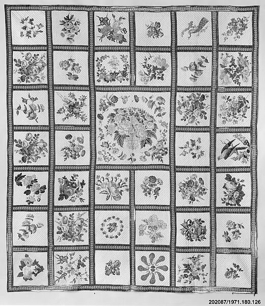 Chintz appliqued quilt, Eleanor Beard, Cotton, American