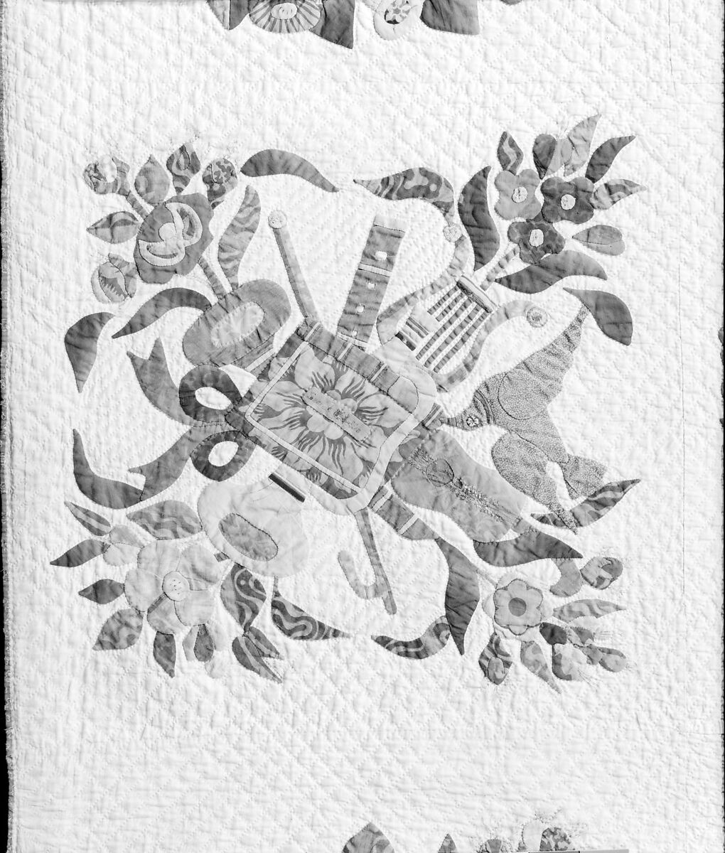 Quilt, Presentation pattern, Designs attributed to Mary Hergenroder Simon (1808–1877), Cotton and silk velvet, American