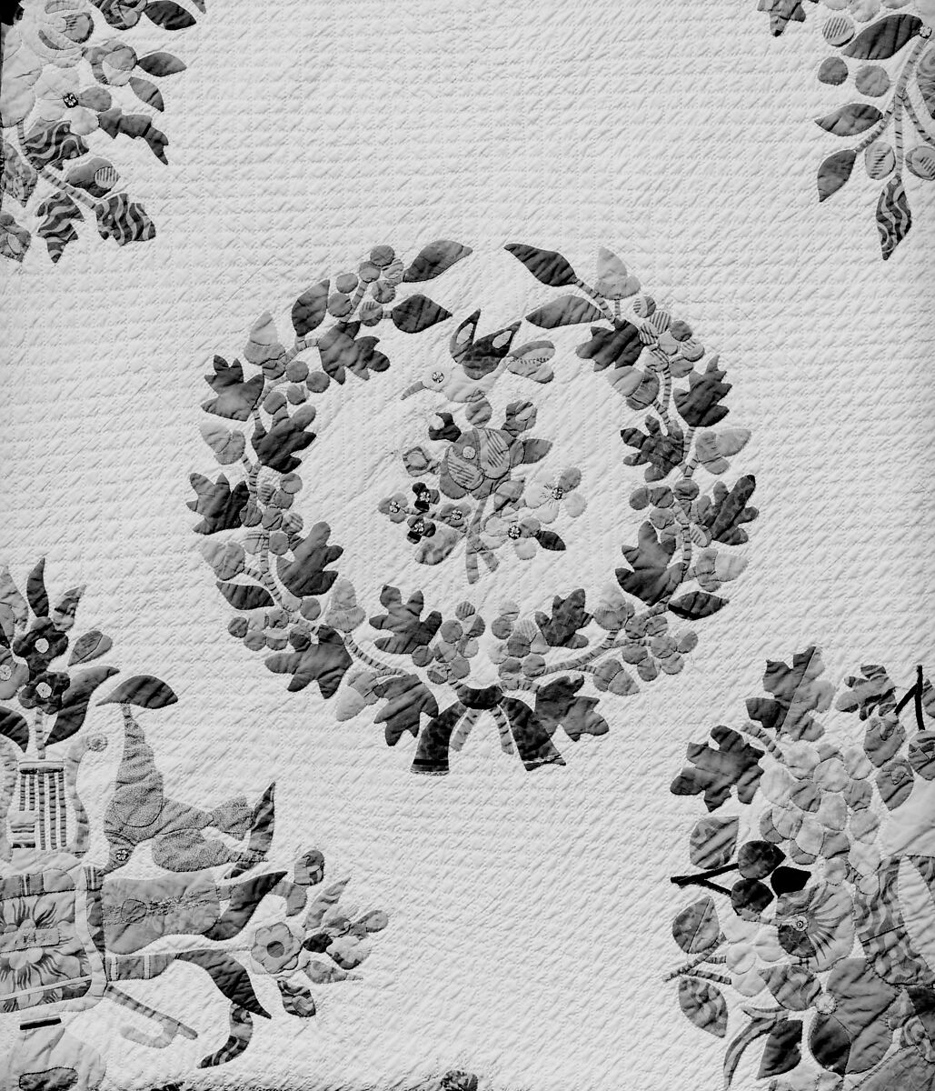 Quilt, Presentation pattern, Designs attributed to Mary Hergenroder Simon (1808–1877), Cotton and silk velvet, American