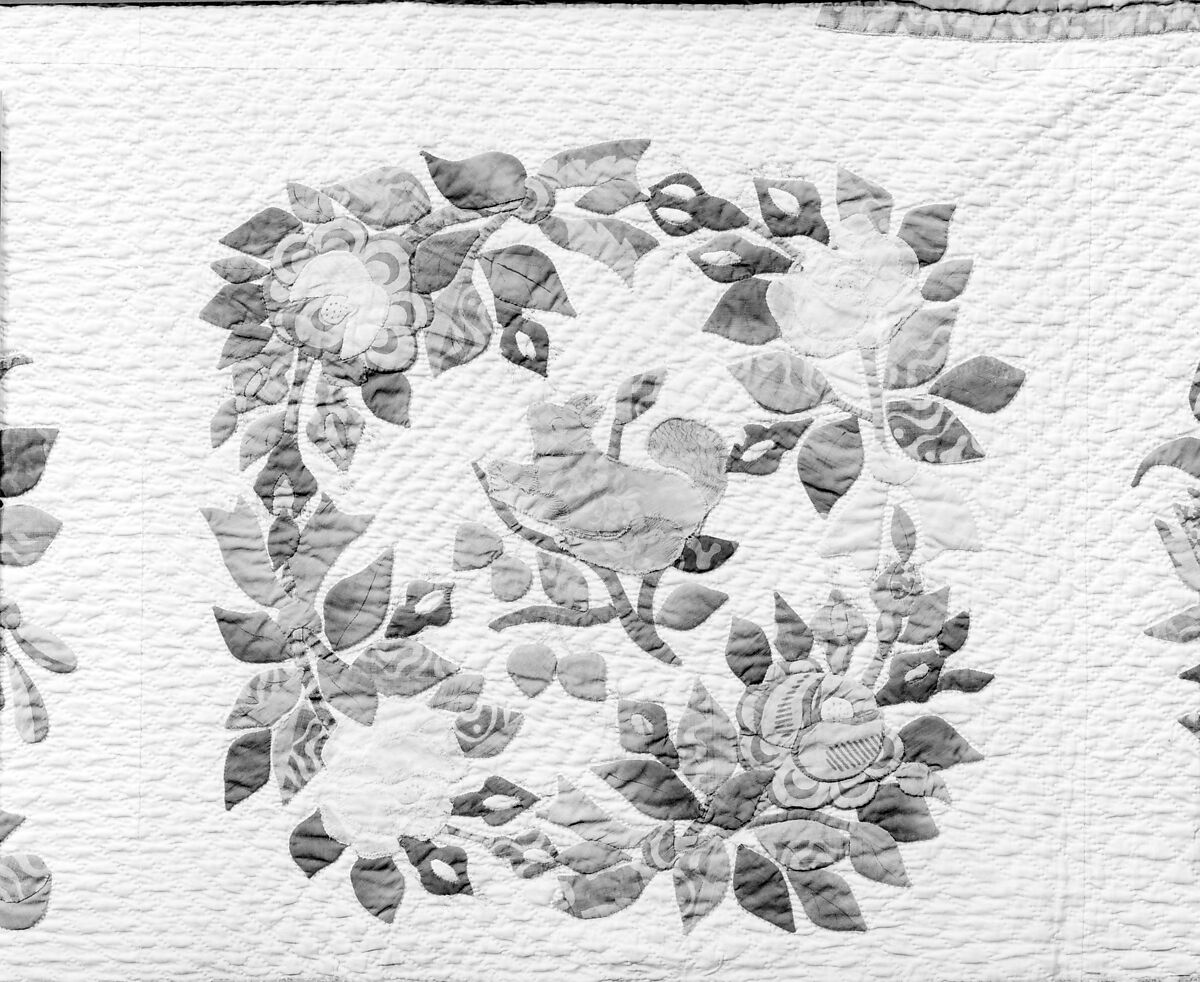 Quilt, Presentation pattern, Designs attributed to Mary Hergenroder Simon (1808–1877), Cotton and silk velvet, American