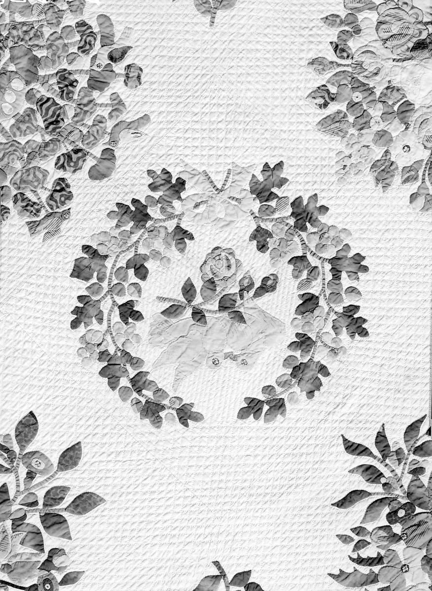 Quilt, Presentation pattern, Designs attributed to Mary Hergenroder Simon (1808–1877), Cotton and silk velvet, American