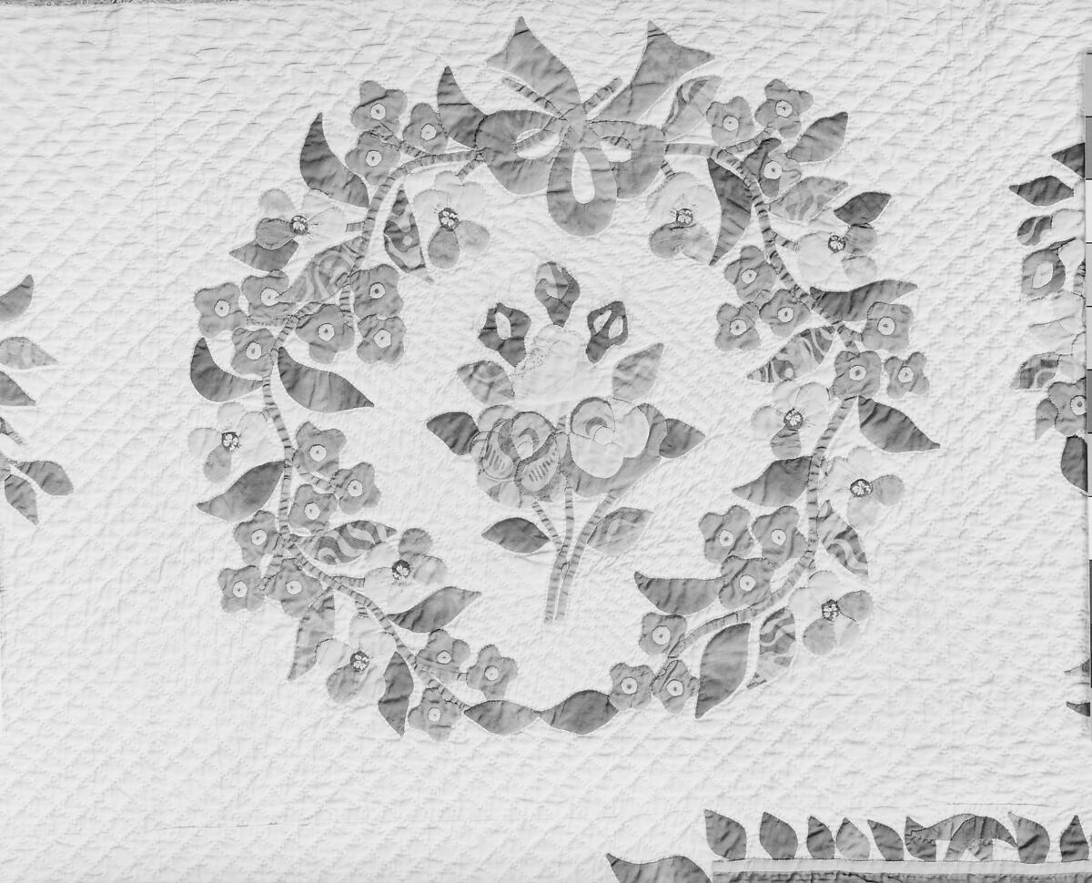 Quilt, Presentation pattern, Designs attributed to Mary Hergenroder Simon (1808–1877), Cotton and silk velvet, American