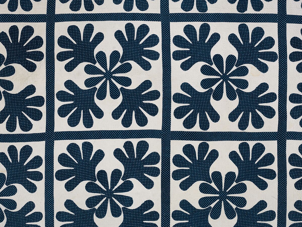 Quilt, Oak Leaf pattern, Cotton, American