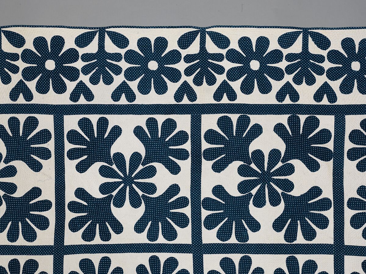 Quilt, Oak Leaf pattern, Cotton, American