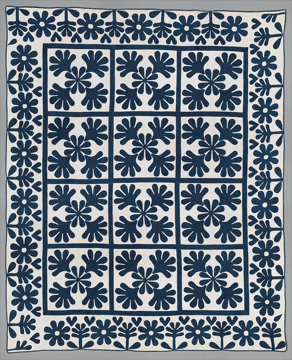 Quilt, Oak Leaf pattern, Cotton, American