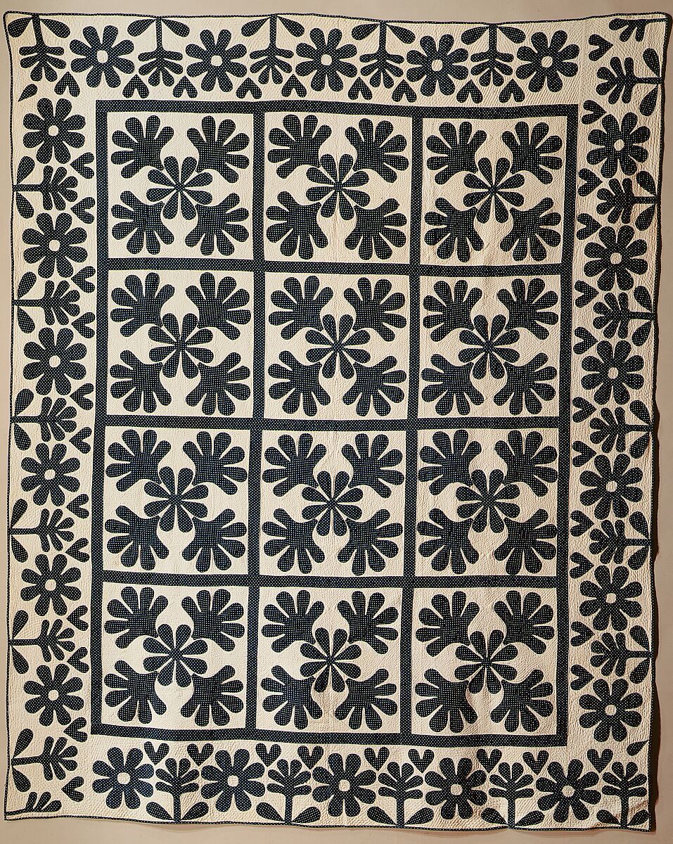 Quilt, Oak Leaf pattern, Cotton, American