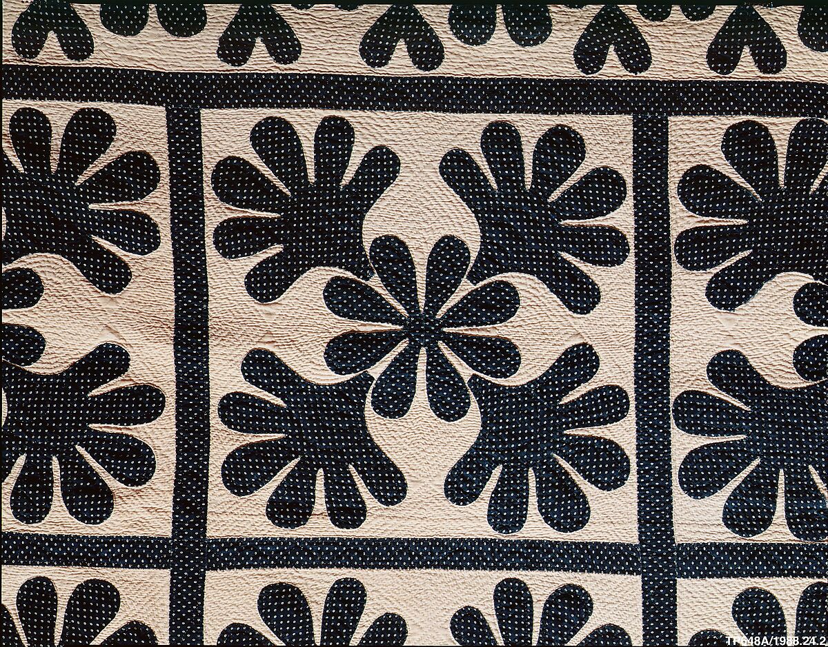 Quilt, Oak Leaf pattern, Cotton, American