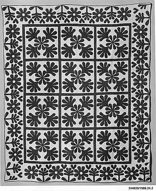 Quilt, Oak Leaf pattern, Cotton, American