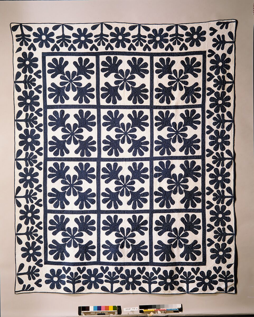 Quilt, Oak Leaf pattern, Cotton, American