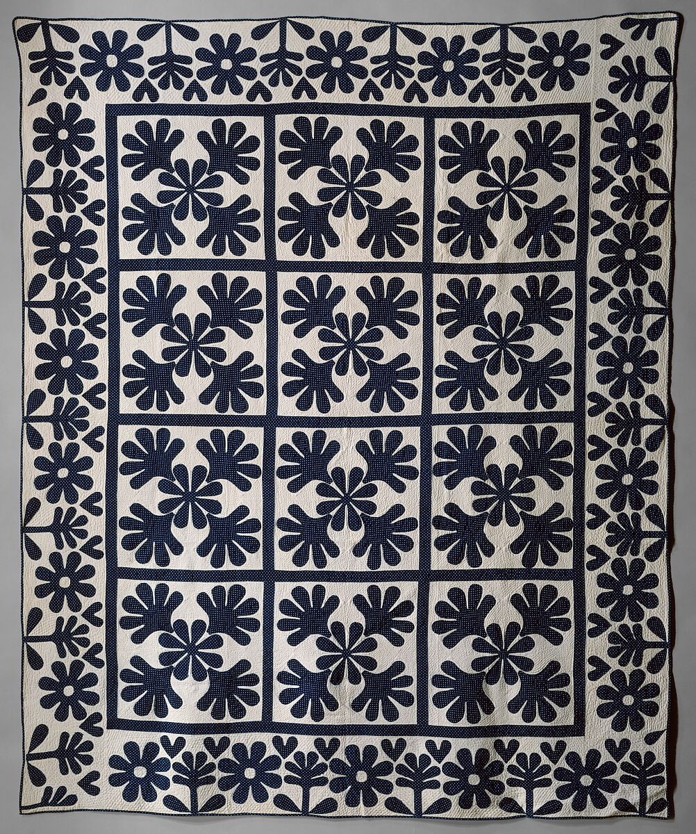 Quilt, Oak Leaf pattern, Cotton, American