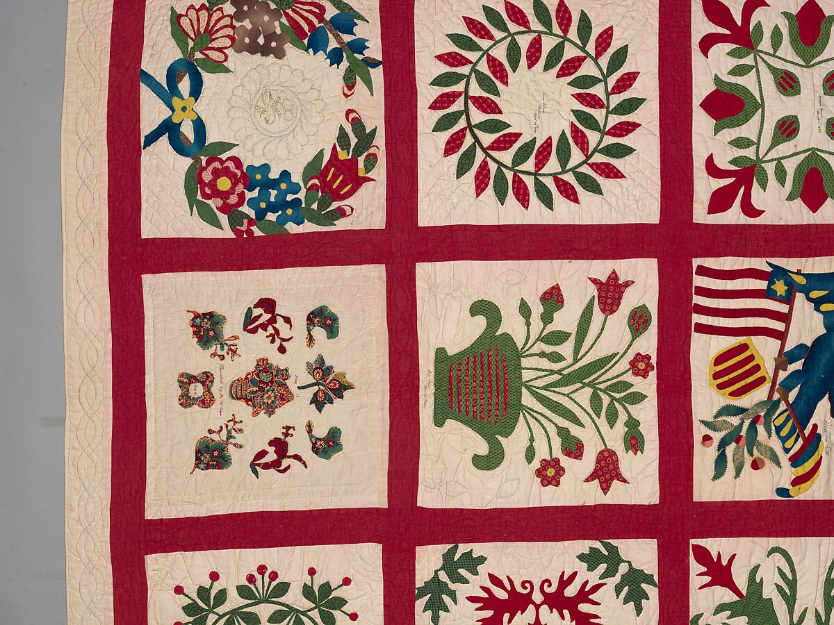 Quilt, Album pattern, Members of the Brown and Turner families, Cotton, American