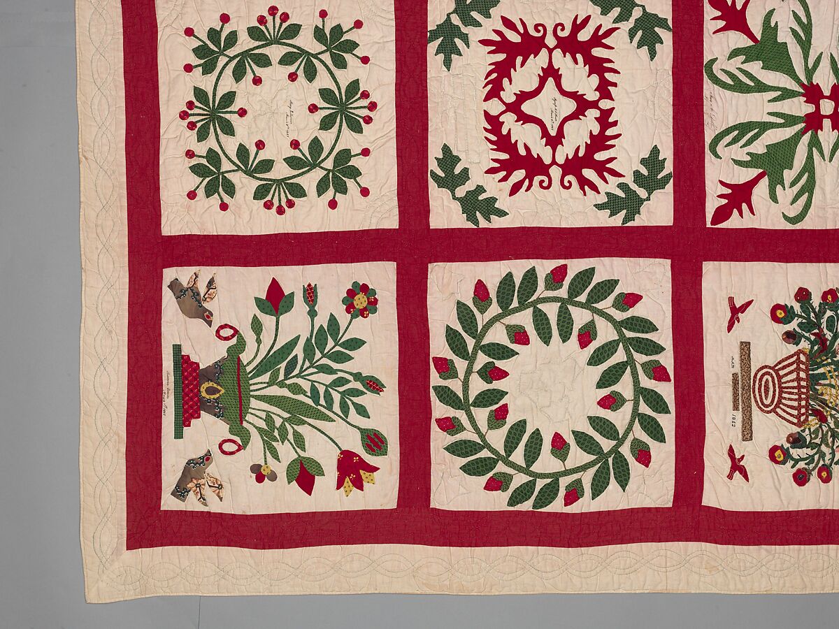 Quilt, Album pattern, Members of the Brown and Turner families, Cotton, American