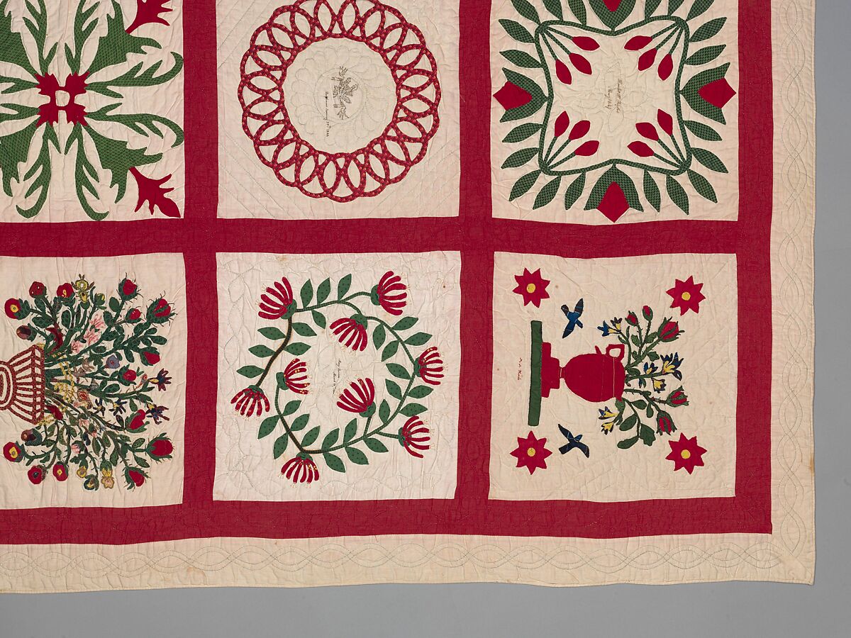 Quilt, Album pattern, Members of the Brown and Turner families, Cotton, American