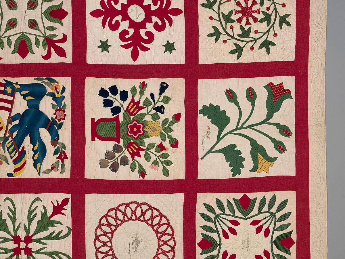 Quilt, Album pattern, Members of the Brown and Turner families, Cotton, American