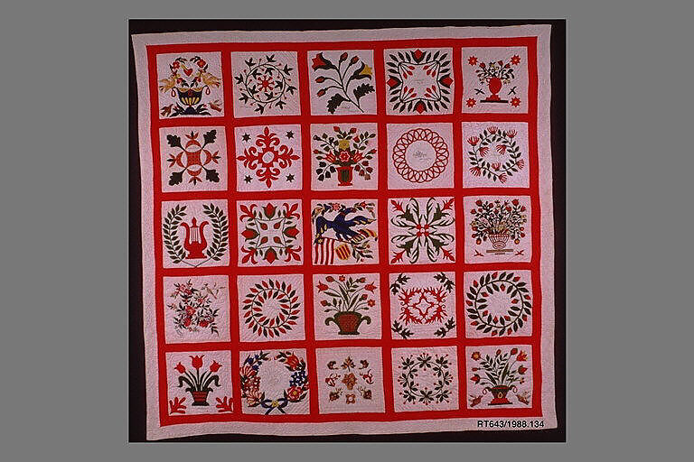 Quilt, Album pattern, Members of the Brown and Turner families, Cotton, American