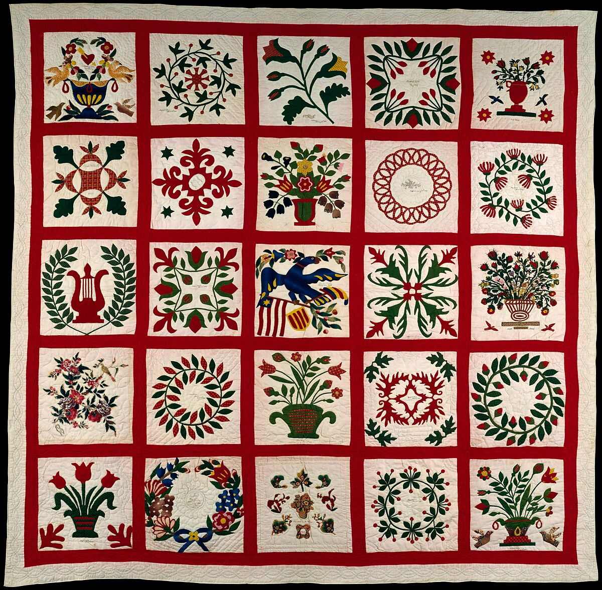 Quilt, Album pattern, Members of the Brown and Turner families, Cotton, American