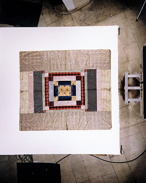 Quilt, Hexagon or mosaic pattern, Anne Record (born 1832), Silk and silk velvet, American