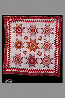 Quilt, Star of Bethlehem pattern variation, Cotton, American