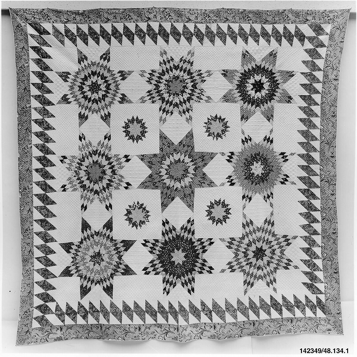 Quilt, Star of Bethlehem pattern variation, Cotton, American