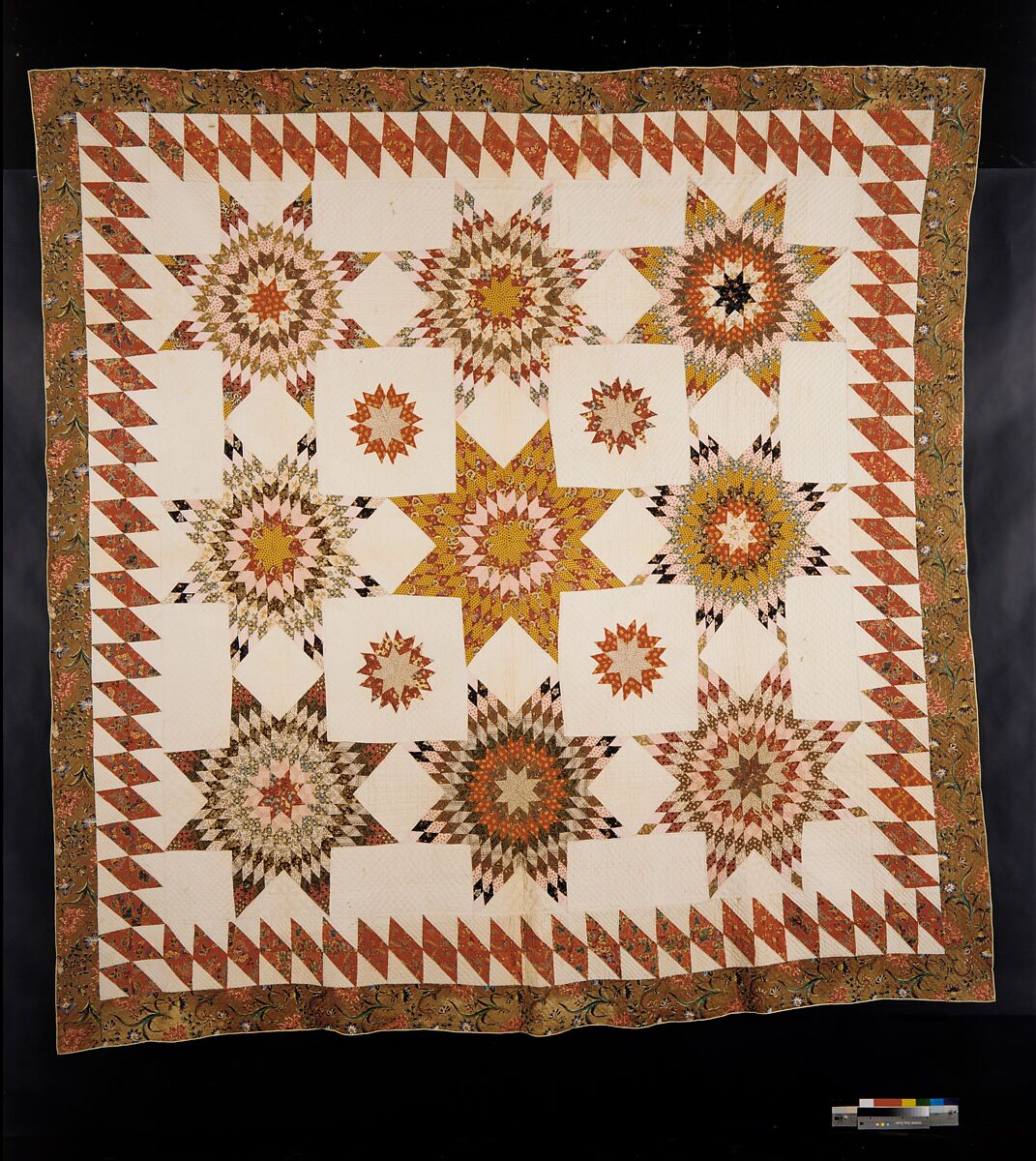 Quilt, Star of Bethlehem pattern variation, Cotton, American 