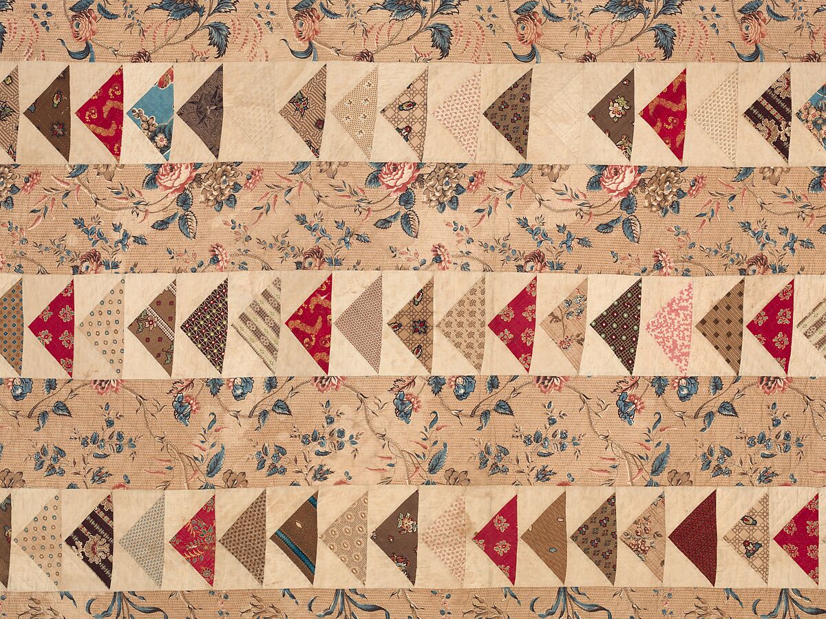 Quilt, Flying Geese pattern, Cotton, American