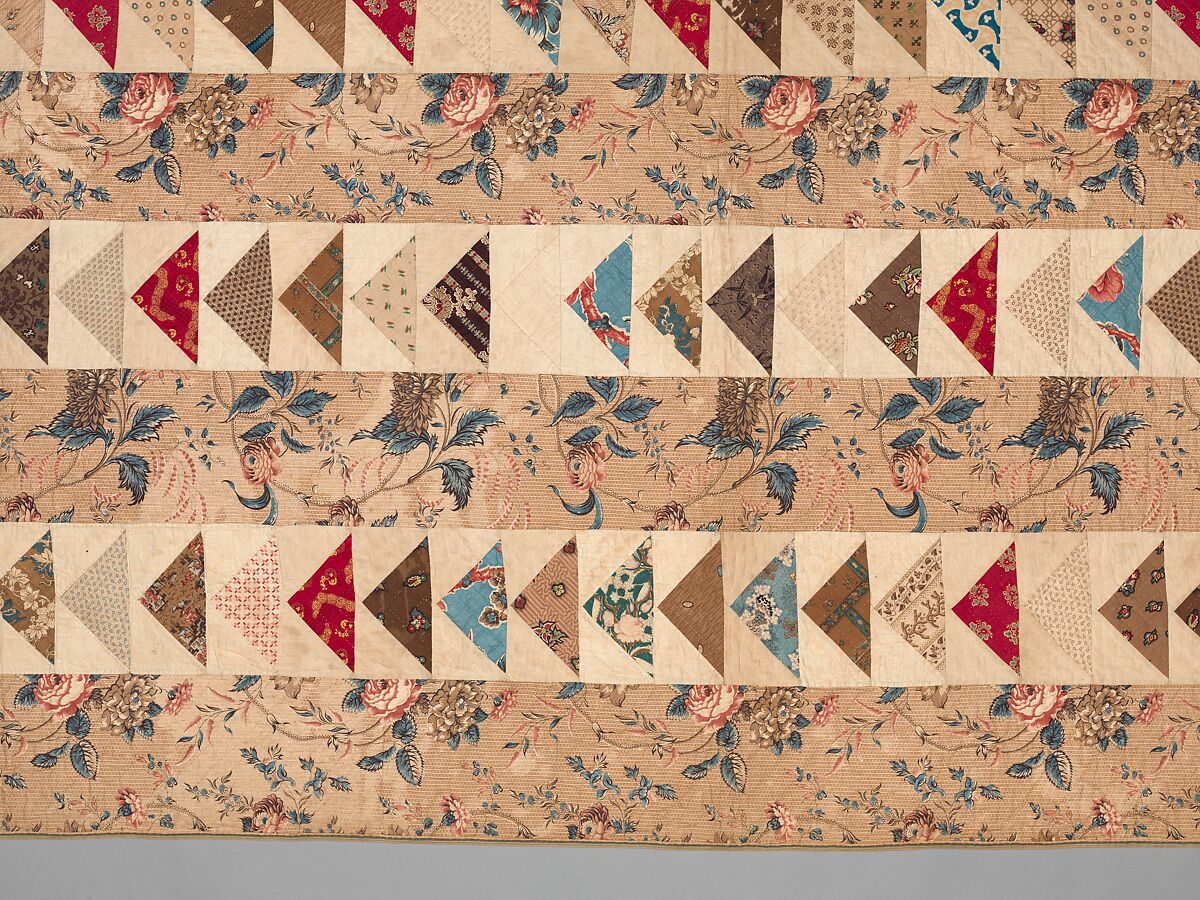 Quilt, Flying Geese pattern, Cotton, American