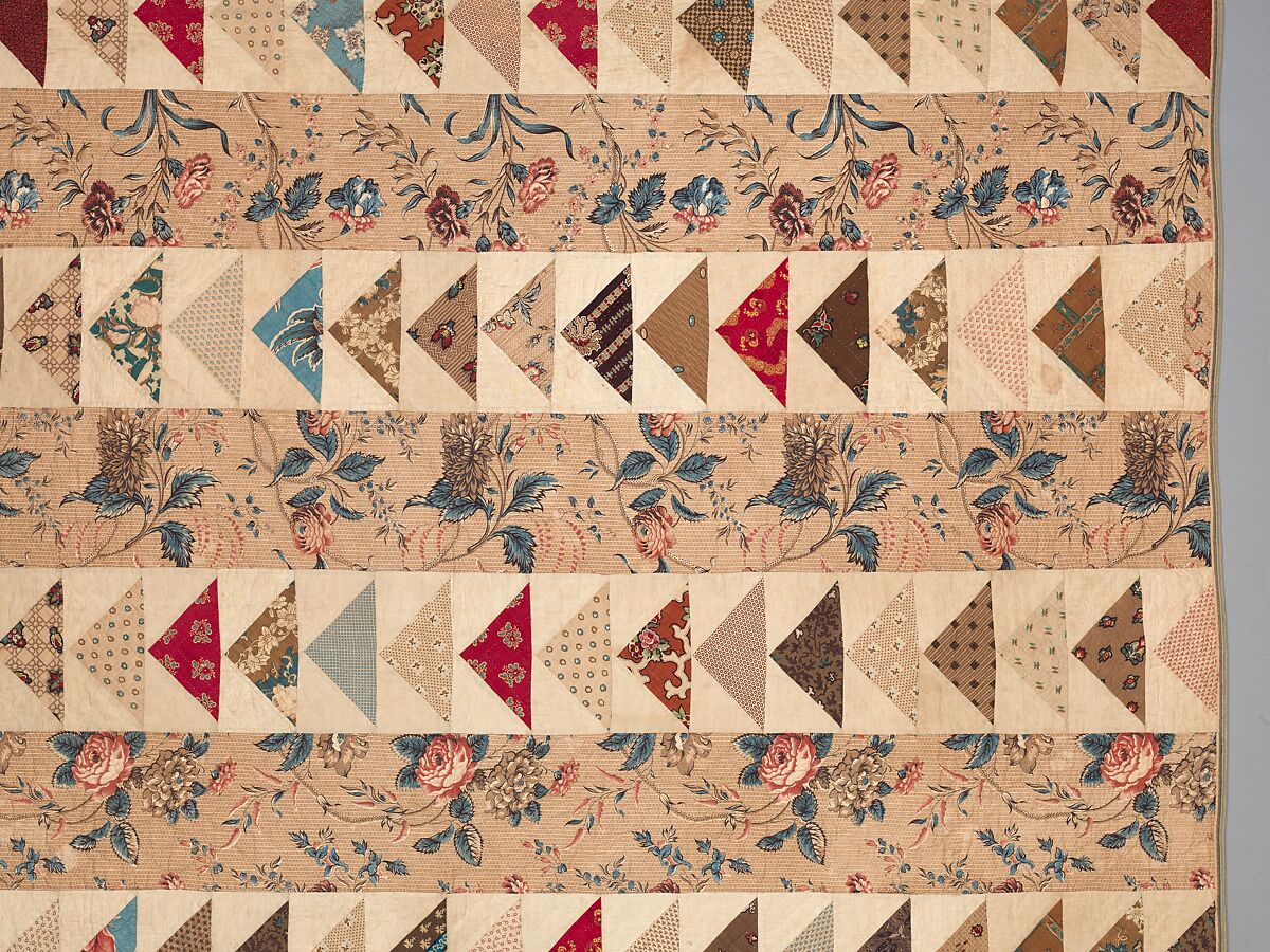 Quilt, Flying Geese pattern, Cotton, American