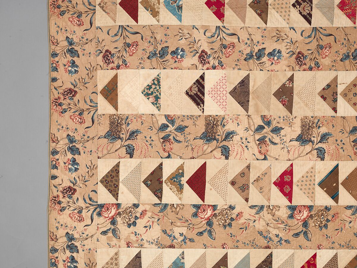 Quilt, Flying Geese pattern, Cotton, American