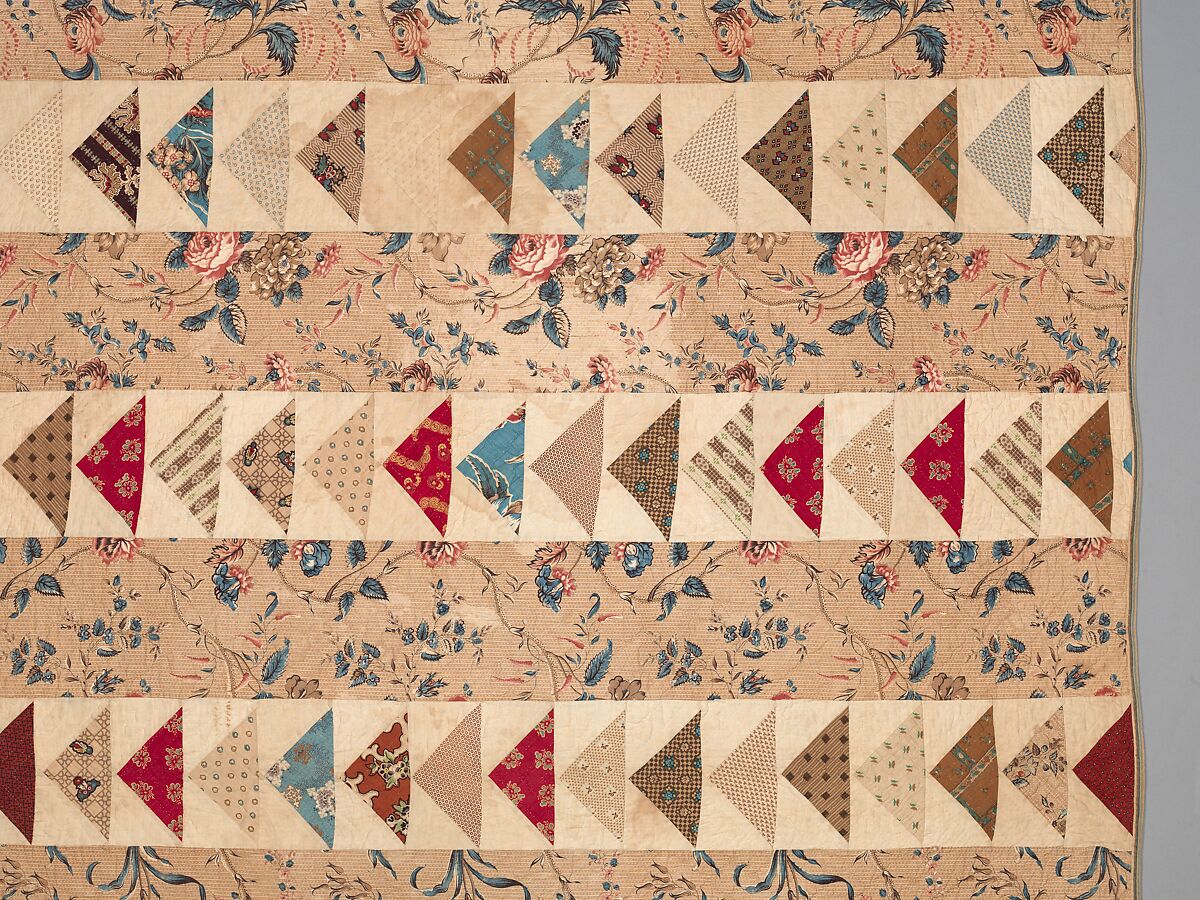 Quilt, Flying Geese pattern, Cotton, American