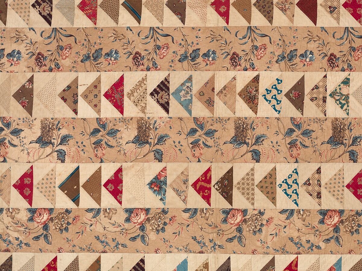 Quilt, Flying Geese pattern, Cotton, American