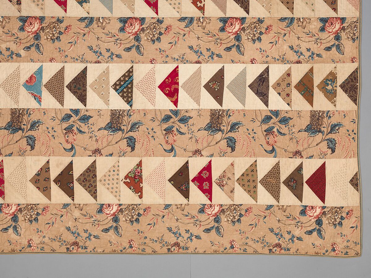 Quilt, Flying Geese pattern, Cotton, American
