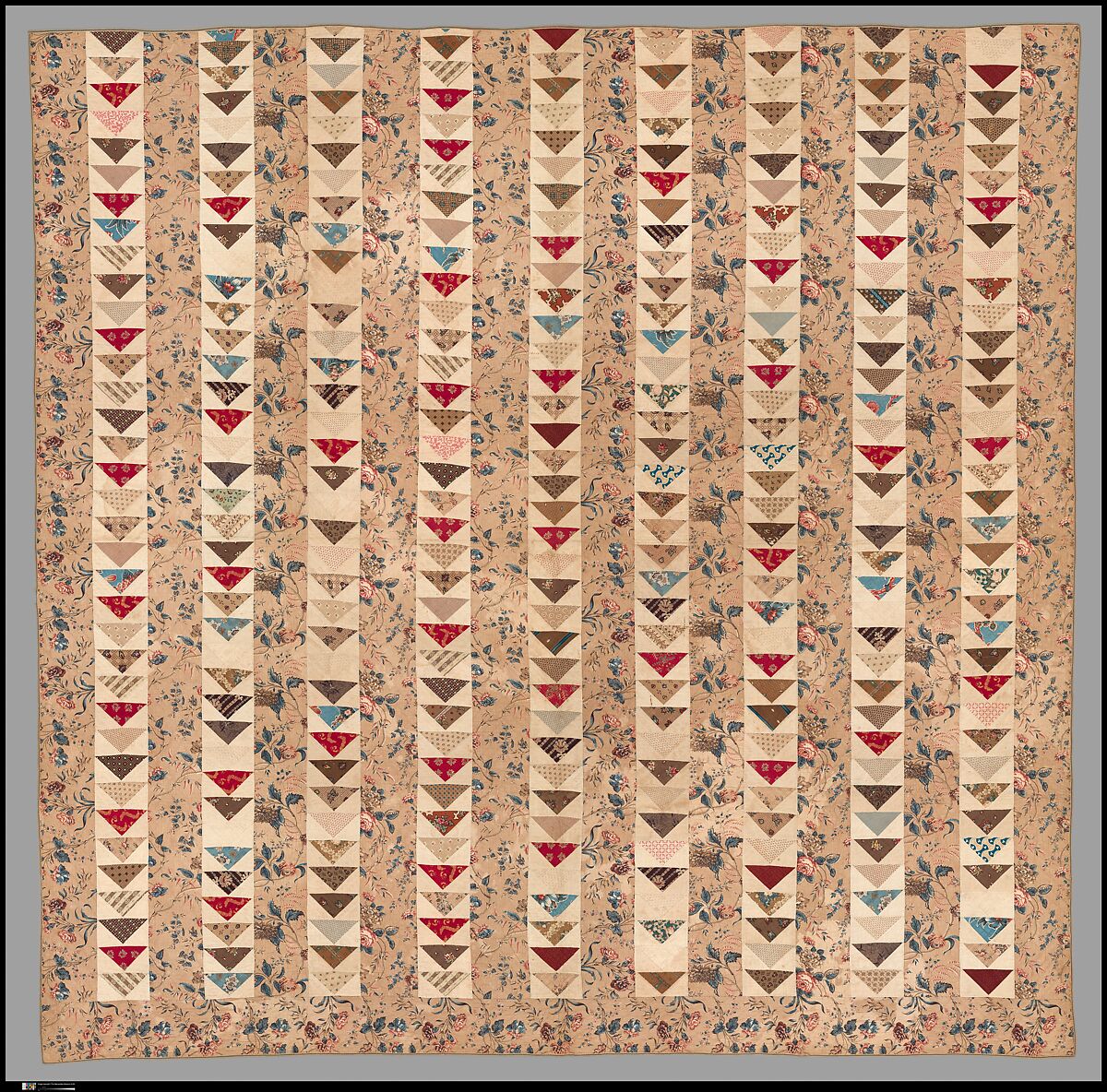Quilt, Flying Geese pattern, Cotton, American 