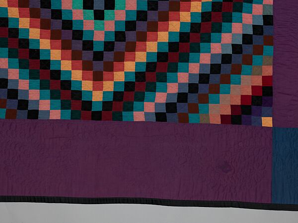 Quilt, Sunshine and Shadow pattern, Amish maker, Wool and cotton, American