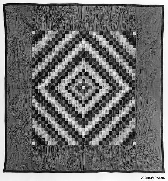 Quilt, Sunshine and Shadow pattern, Amish maker, Wool and cotton, American