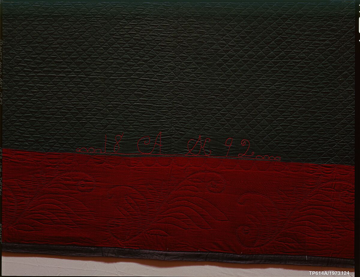 Quilt, Center Square and Bars pattern, Amish maker, Wool, American