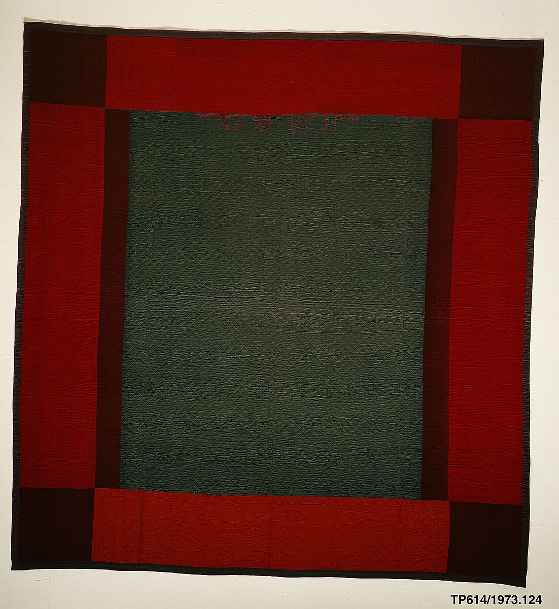 Quilt, Center Square and Bars pattern, Amish maker, Wool, American