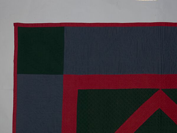 Quilt, Diamond in the Square pattern, Amish maker, Wool and cotton, American