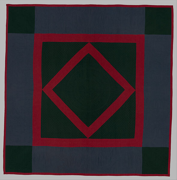 Quilt, Diamond in the Square pattern, Amish maker, Wool and cotton, American 