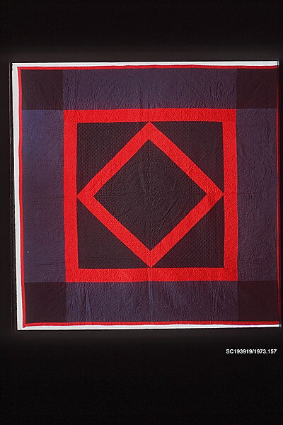 Quilt, Diamond in the Square pattern, Amish maker, Wool and cotton, American