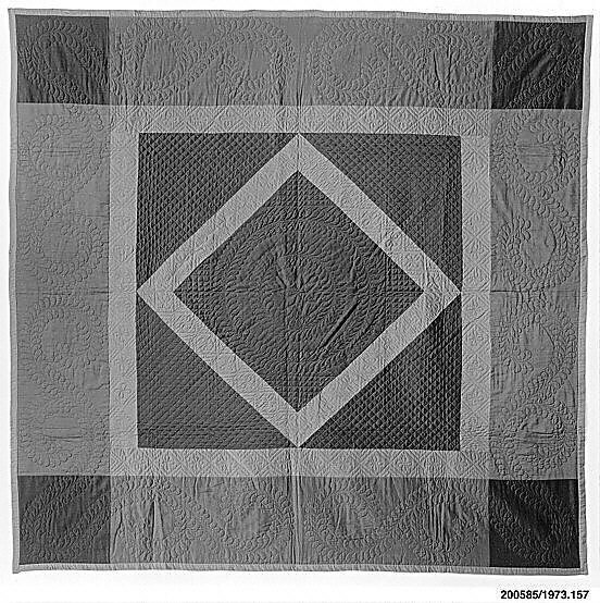 Quilt, Diamond in the Square pattern, Amish maker, Wool and cotton, American