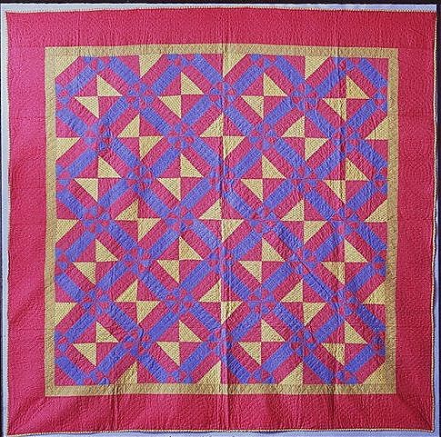 Quilt, Hearts and Gizzards pattern variation, Cotton, American 