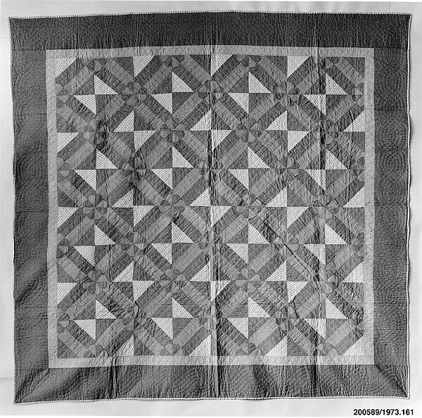 Quilt, Hearts and Gizzards pattern variation, Cotton, American