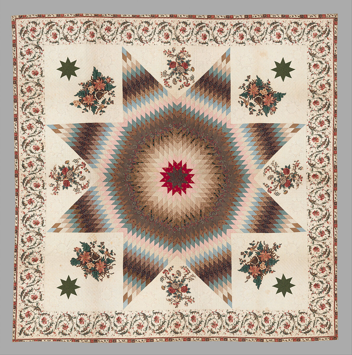 Star of Bethlehem Quilt, Cotton, American 