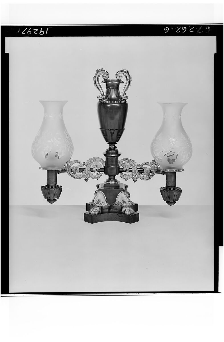 Argand Lamp, Attributed to Messenger Company, Bronze, gilt brass